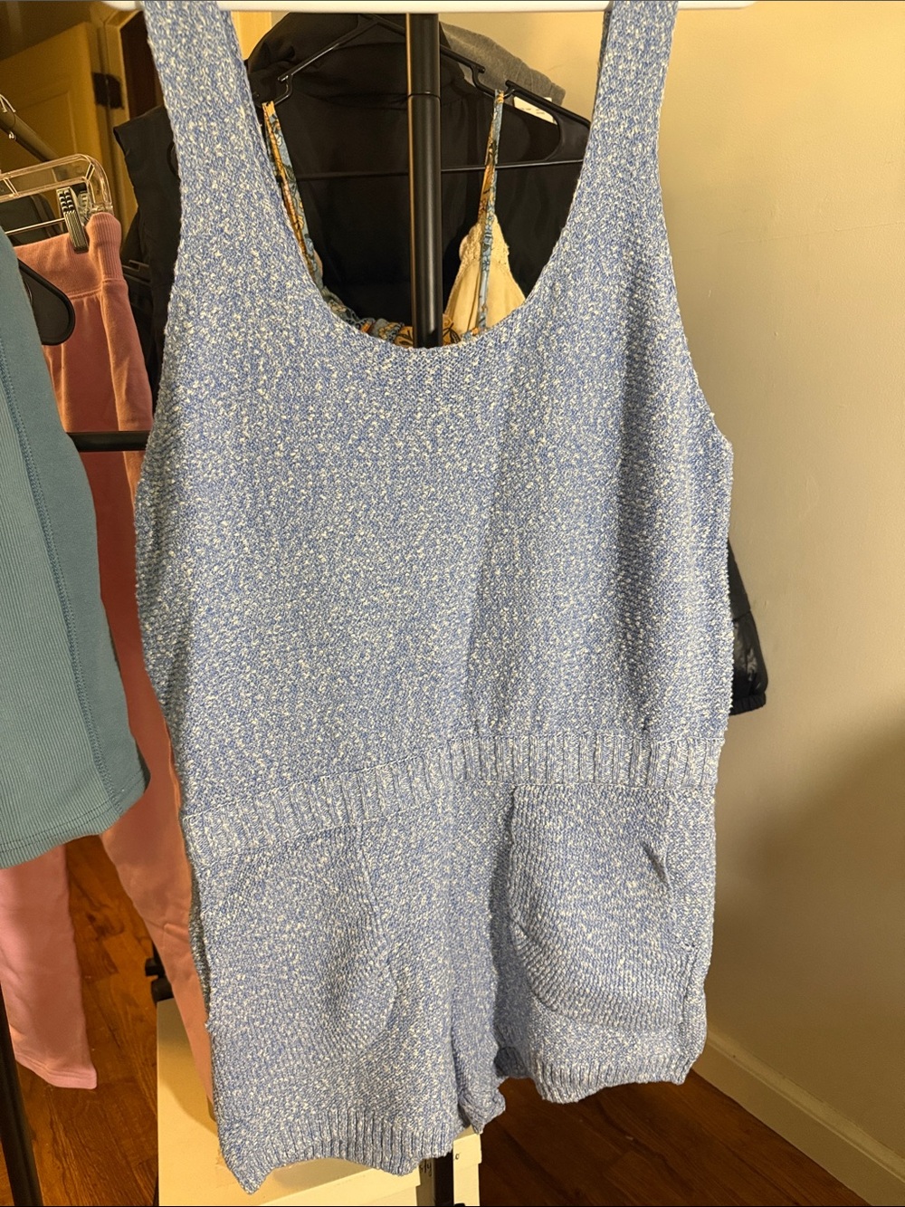 Blue Knit Romper - FREE PEOPLE